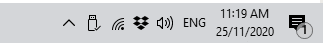 Windows taskbar clock showing only the date, with no day of the week