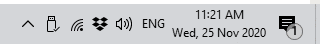 Windows taskbar clock with the day of the week added before the date